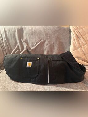 Carhartt Black Canvas Work Apron with Yellow Logo Patch